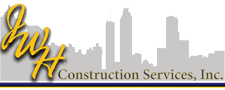 JWH construction logo with a skyline in the background and cursive JWH lettering